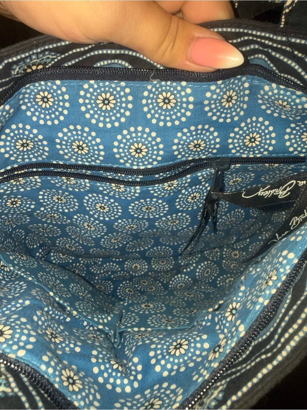 Vera Bradley Navy and Light Blue Quilted Paisley Tote